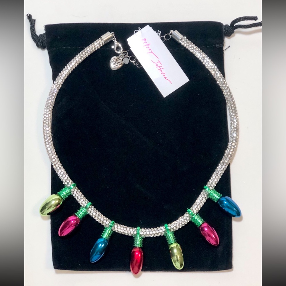 ☃️🎄New Betsey Johnson Santa Baby Festive Light Crystal Mesh Collar Necklace🎄